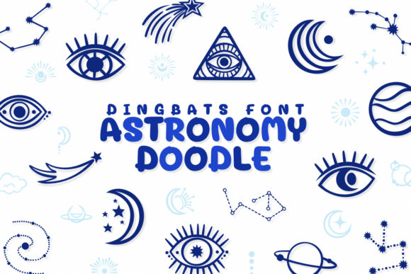 Astronomy Doodle: Whimsical Dingbat Font for Editorial Design