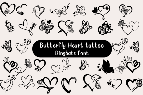 Butterfly Heart Tattoo: A Unique Dingbats Font for Digital Branding