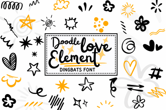 Doodle Love Element: A Playful Dingbat Font for Creative Branding