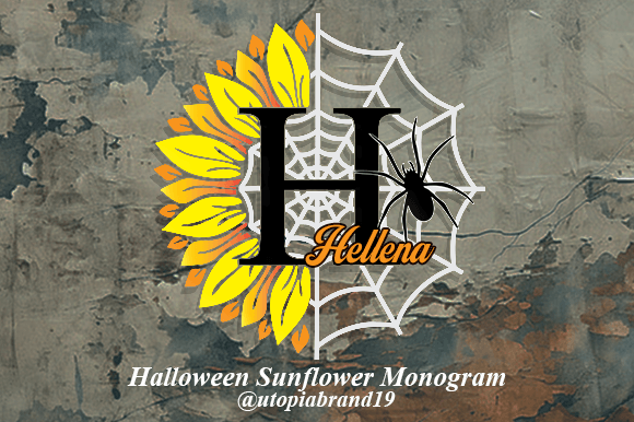 Halloween Sunflower Monogram: The Spooky Serif for Seasonal Campaigns
