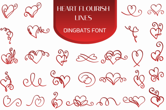 Heart Flourish Lines: A Delicate Dingbats Typeface for Editorial Design